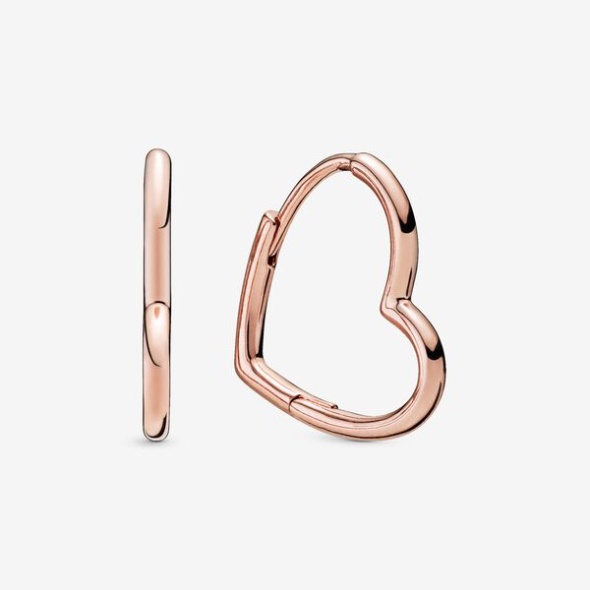 Asymmetrical Heart Hoop Earrings Pandora CA Rose Gold Plated